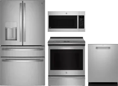 4 Piece Package Includes Refrigerator, Range, Microwave And Dishwasher